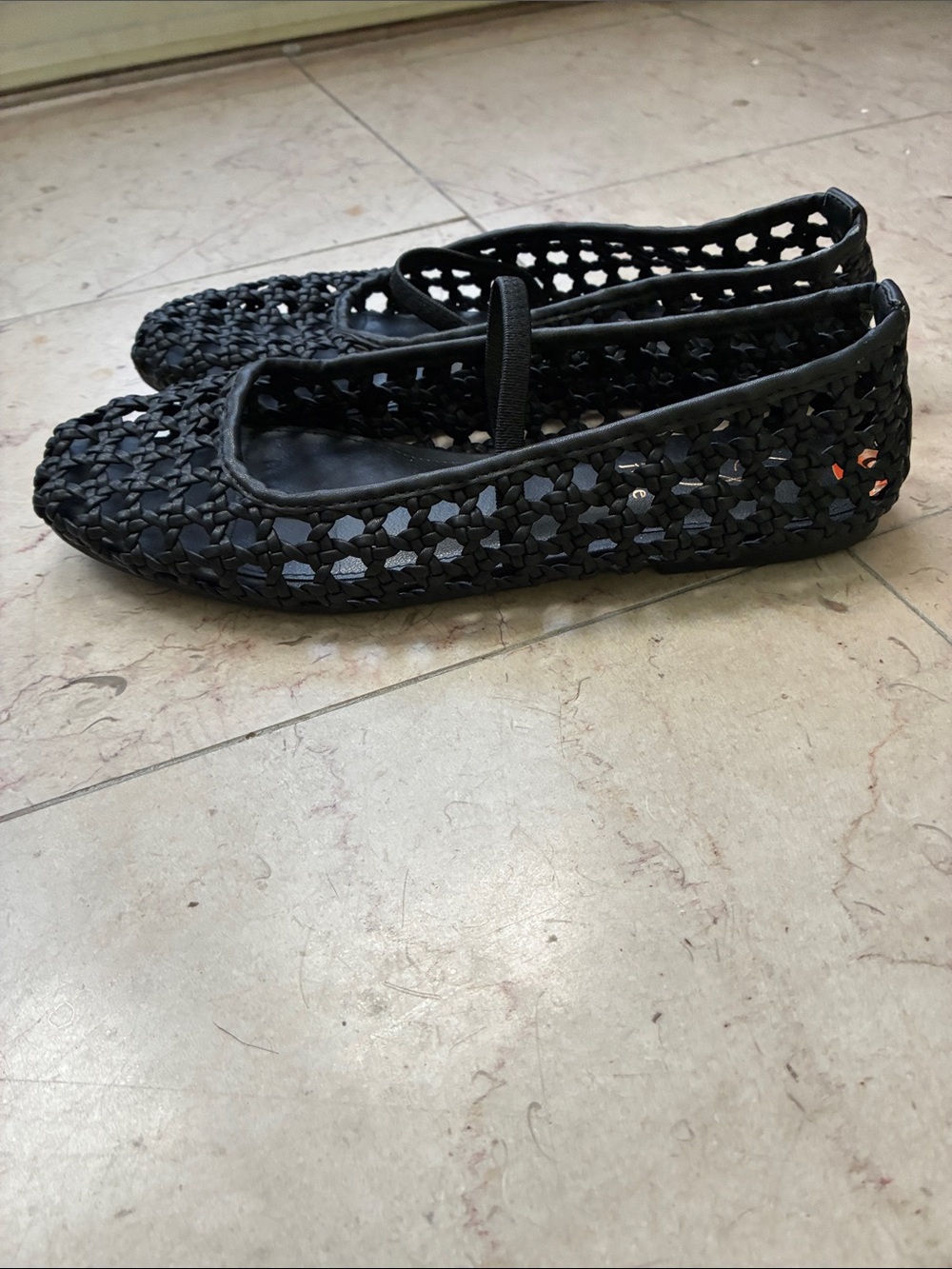Joie Black Woven Mary Jane Flats with Elastic Strap - Picture 5 of 5
